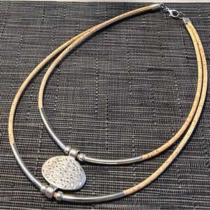 Elegant Silver and Cork Necklace